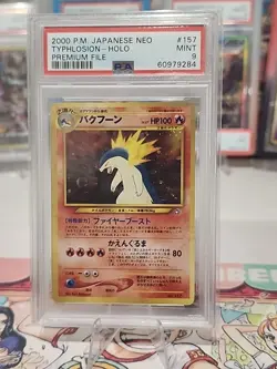 2000 Pokemon Japanese Neo 157 Typhlosion-Holo Premium File PSA9 - Image 2