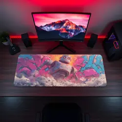 Iron Giant Graffiti MTG Playmat - Retro Mech Wall Smash TCG Mat - Image 5