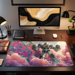 Graffiti Robot MTG Playmat - Colorful Smoke Mech Wall Breaker Mat - Image 2