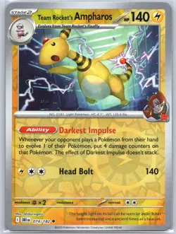 Team Rocket's Ampharos 074/182 Near Mint SV10: Destined Rivals Pokemon Shipnow - Image 1