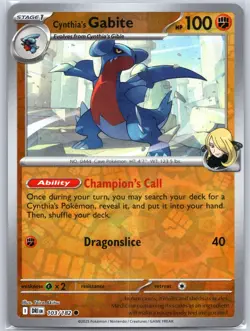 Cynthia's Gabite 103/182 Near Mint SV10: Destined Rivals Pokemon Shipnow - Image 1