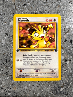 Pokemon TCG Cards 1st Edition Meowth 62/82 Team Rocket EXC - Image 1