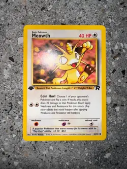 Pokemon TCG Cards 1st Edition Meowth 62/82 Team Rocket EXC - Image 3