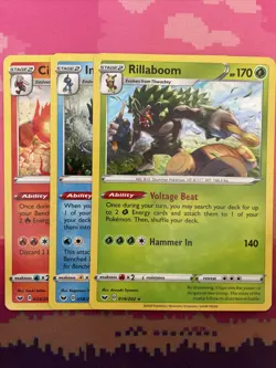 Pokemon Card Cinderace, Inteleon, Rillaboom Cosmo Holo Sword & Shield Near Mint - Image 1