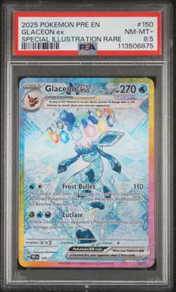2025 POKEMON PRISMATIC EVOLUTIONS SPECIAL ILLUSTRATION RARE GLACEON EX PSA 8.5 - Image 1