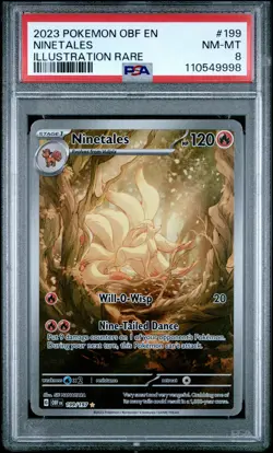 2023 POKEMON OBF EN-OBSIDIAN FLAMES ILLUSTRATION RARE #199 NINETALES PSA 8 - Image 1