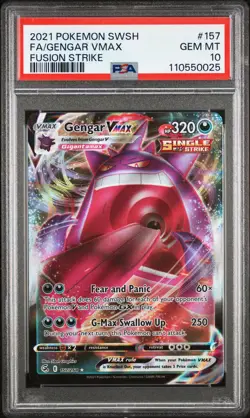 2021 POKEMON SWORD & SHIELD FUSION STRIKE #157 FULL ART/GENGAR VMAX PSA 10 - Image 1