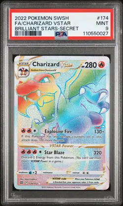 2022 POKEMON SWORD & SHIELD BRILLIANT STARS #174 FULL ART/CHARIZARD VSTAR PSA 9 - Image 1
