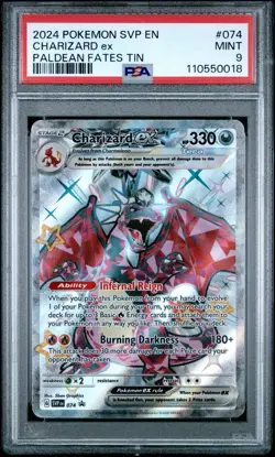 2024 POKEMON SVP EN-SV BLACK STAR PROMO PALDEAN FATES TIN CHARIZARD EX PSA 9 - Image 1