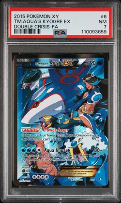 2015 POKEMON XY DOUBLE CRISIS #6 FULL ART/TEAM AQUA'S KYOGRE EX PSA 7 - Image 1