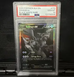 2025 POKEMON BLK EN-BLACK BOLT BLACK WHITE RARE #172 ZEKROM EX PSA 10 - Image 1