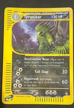 Pokemon Card-Tyranitar-40/147-Acquapolis-Reverse Holo-ENG-Played - Image 1