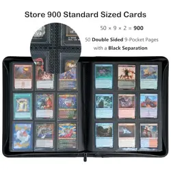 9-Pocket Trading Card Binder, Holds 900 Cards with Sleeves - Card Collector - Image 3