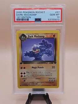 2000 Pokemon Team Rocket 1st Edition Dark Machamp #27 Gem Mint PSA 10 Non-Holo - Image 1