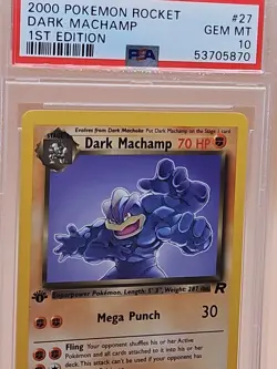 2000 Pokemon Team Rocket 1st Edition Dark Machamp #27 Gem Mint PSA 10 Non-Holo - Image 4