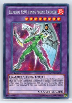 Yugioh Elemental HERO Shining Phoenix Enforcer LCGX-EN139 1st Edition Secret LP - Image 1