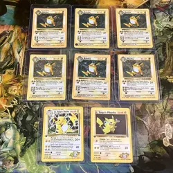 Vintage Raichu Pokemon Card Lot Of 8 WOTC Rare Holo First Edition Gym Challenge - Image 1