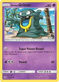 Alolan Grimer 57/149 SM Base Set Regular LP-Lightly Played Pokemon Card TCG - Image 1