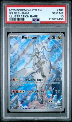 2025 POKEMON JTG EN-JOURNEY TOGETHER ILLUSTRATION RARE #167 N'S RESHIRAM PSA 10 - Image 1