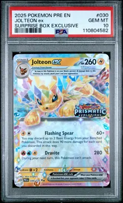 2025 POKEMON PRE EN-PRISMATIC EVOLUTIONS #030 JOLTEON EX PSA 10 - Image 1