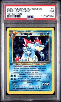 2000 POKEMON NEO GENESIS 1ST EDITION #4 FERALIGATR-HOLO PSA 7 - Image 1