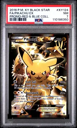 2016 POKEMON XY BLACK STAR PROMO RED & BLUE COLLECTION FULL ART/PIKACHU EX PSA 7 - Image 1