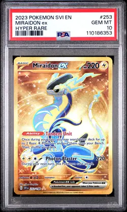 2023 POKEMON SVI EN-SCARLET & VIOLET HYPER RARE #253 MIRAIDON EX PSA 10 - Image 1
