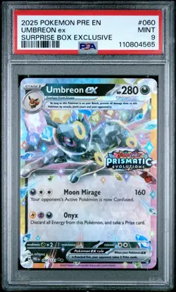 2025 POKEMON PRE EN-PRISMATIC EVOLUTIONS SURPRISE BOX EXCLUSIVE UMBREON EX PSA 9 - Image 1