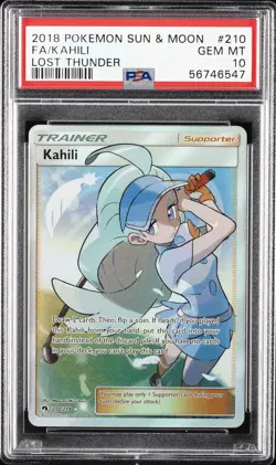 2018 POKEMON SUN & MOON LOST THUNDER #210 FULL ART/KAHILI PSA 10 - Image 1