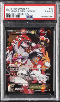 2015 POKEMON XY DOUBLE CRISIS #15 FULL ART/TEAM MAGMA'S GROUDON EX PSA 6 - Image 1