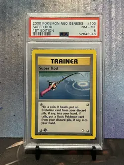 Pokemon PSA 8 NM-MT Super Rod 103/111 Neo Genesis 1st Edition Common - Image 1