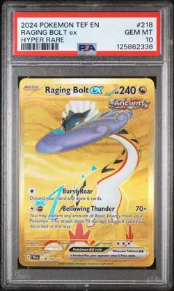 2024 POKEMON TEF EN-TEMPORAL FORCES #218 RAGING BOLT ex HYPER RARE PSA 10 - Image 1