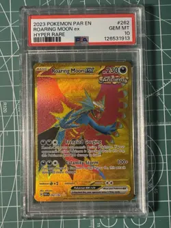 PSA 10 Roaring Moon Ex Hyper Rare 2023 Pokemon Par En #262 Gold - Image 1