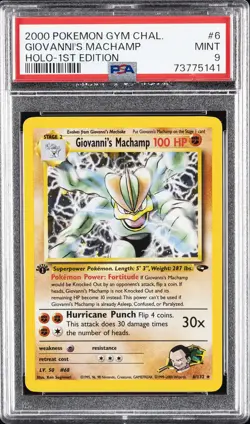 2000 POKEMON GYM CHALLENGE HOLO-1ST ED #6 GIOVANNI'S MACHAMP PSA 9 - Image 1