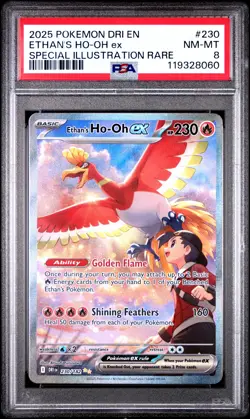 2025 POKEMON DRI EN-DESTINED RIVALS #230 ETHAN'S HO-OH EX PSA 8 - Image 1