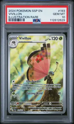 2024 POKEMON SSP EN-SURGING SPARKS ILLUSTRATION RARE #193 VIVILLON PSA 10 - Image 1