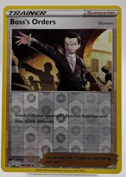 2020 Pokemon SWSH Rebel Clash Boss's Orders Giovanni Reverse Holo #154/192 - Image 1