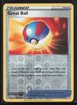 Pokemon SWSH01: Sword & Shield Base Set Great Ball Reverse Holo #164/202 - Image 1