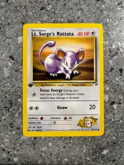 Pokemon TCG Cards 1st Edition Lt. Surge's Rattata 82/132 Gym Heroes NM - Image 1