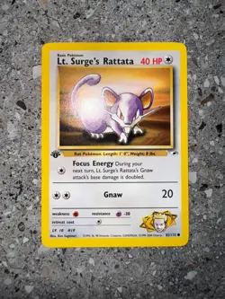 Pokemon TCG Cards 1st Edition Lt. Surge's Rattata 82/132 Gym Heroes NM - Image 3