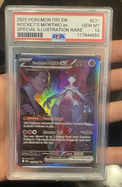 2025 pokemon destined rivals DRI EN Team Rockets Mewtwo EX 231/182 PSA 10 Rare - Image 1