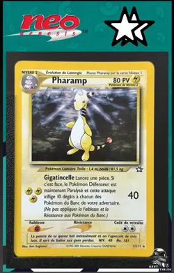 Carte Pokemon Pharamp 1/111 Holo Edition 2 Neo Genesis Wizards FR 2 - Image 1