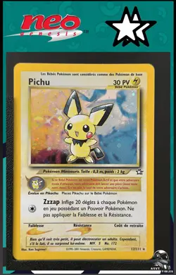 Carte Pokemon Pichu 12/111 Holo Edition 2 Neo Genesis Wizards FR 1 - Image 1