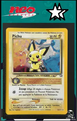 Carte Pokemon Pichu 12/111 Holo Edition 2 Neo Genesis Wizards FR 2 - Image 1