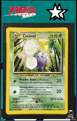 Carte Pokemon Cotovol 7/111 Holo Edition 2 Neo Genesis Wizards FR 3 - Image 1
