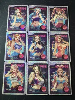 One Piece 9 Collectible Character Anime Cards CCG Boa Hancock Robin Blue Bikini - Image 1