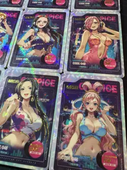 One Piece 9 Collectible Character Anime Cards CCG Boa Hancock Robin Blue Bikini - Image 3