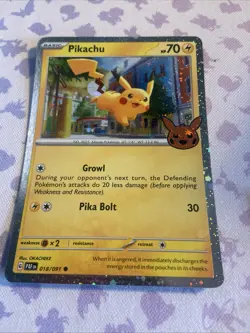 Pikachu 018/091 - Cosmos Holo - 2024 Trick Or Trade Pokemon Card NM - Image 1