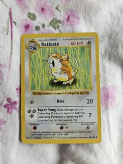 Pokemon Card Raticate 40/102 Shadowless Base Set WOTC Rare Vintage LP 1999 - Image 1