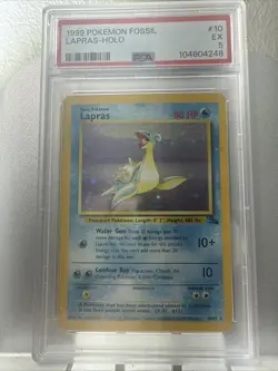 1999 Pokemon Lapras 10/62 Fossil Holo PSA 5 - Image 1
